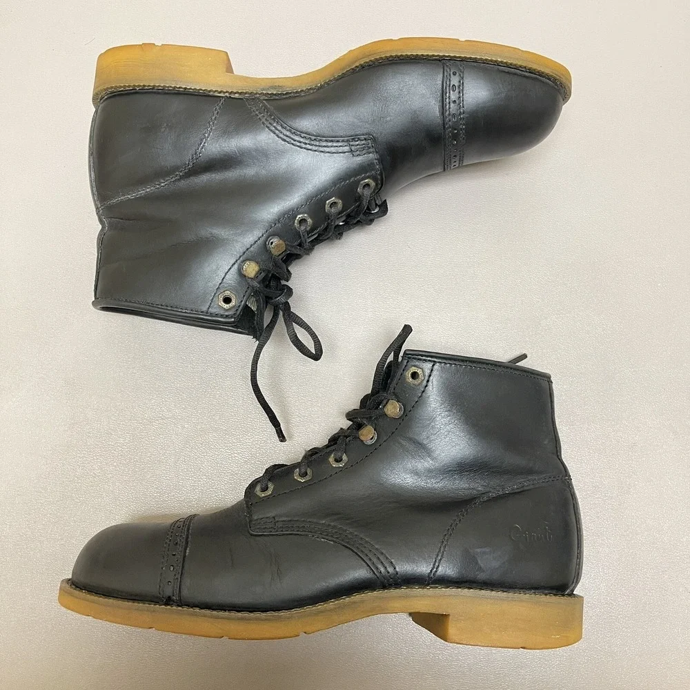 Giant Georgia Dress Boots‎ Men 10.5 W Black Leather Cap Toe Chukka Shoes Lace Up